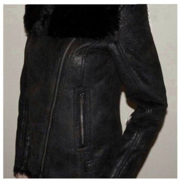 Like New Armani Exchange Fur Lined Moto Jacket Coat Small - Picture 4 of 9